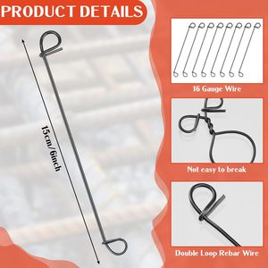 Fil de fer à ligature Sadnyy, calibre 16, 6 pouces, noir, double boucle, fil d'acier recuit pour la construction en béton, la maçonnerie, le bricolage - Product Image 3