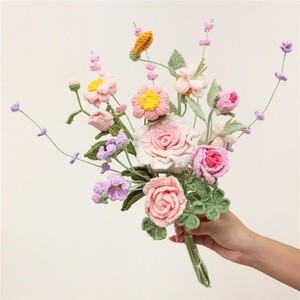 Flores Artificiales <span class=keywords><strong>de</strong></span> Hilo <span class=keywords><strong>de</strong></span> Lana Tejidas a Crochet con una Sola Puntada, Hechas a Mano, para Decoración <span class=keywords><strong>de</strong></span> Bodas, Eventos y Festivales - Product Image 3