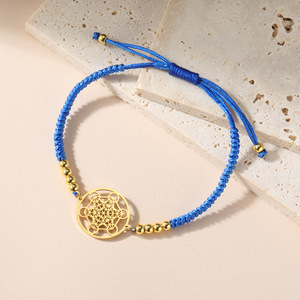 Bracelet en acier inoxydable plaqué or 18 carats, cube <span class=keywords><strong>de</strong></span> <span class=keywords><strong>Metatron</strong></span>, sceaux <span class=keywords><strong>de</strong></span> géométrie sacrée des archanges, bijoux ajustables pour femmes et hommes - Product Image 2