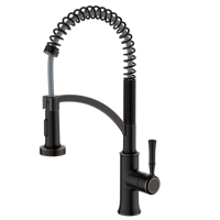 Robinet de cuisine monocommande de luxe contemporain, avec douchette extractible, pour usage hôtelier, eau chaude et froide