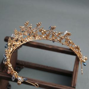 Tiare <span class=keywords><strong>e</strong></span> Corone Nuziali Dorate Finestyle per Donne, <span class=keywords><strong>Tiara</strong></span> con Strass da Regina, Corona da Principessa, <span class=keywords><strong>Tiara</strong></span> per Compleanno, Fascia per Capelli - Product Image 6