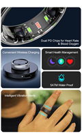 Bague connectée intelligente Factory Fashion avec étui de chargement, étanche 5ATM, compatible Android/iOS, suivi du sommeil et de l'oxygène sanguin