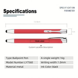 Stylo à bille promotionnel avec stylet, cadeau publicitaire universel, aluminium, logo personnalisé - Product Image 3