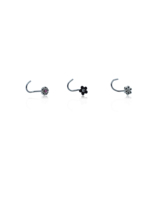 3pcs Set Cincin Hidung - 20G Anting Hidung Model Bunga Perak Zirkon Perhiasan Tindik Hipoalergenik untuk Wanita Pria