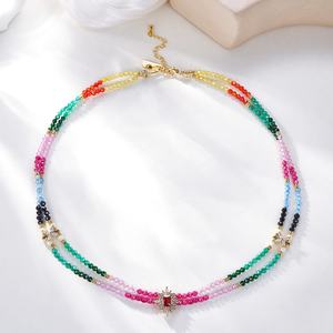 कारखाने कस्टम लक्जरी महिलाओं के सीज़ नेकलेस ट्रेंडी नए अर्ध-कीमती फूल पेलेंट क्यूब बीड हार हार - Product Image 4