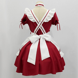 ชุดคอสเพลย์โลลิต้า ชุดสาวใช้สีแดงหวาน ลายดอกไม้ตกลงสู่เมฆ - Product Image 4