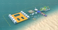 Plateforme de loisirs gonflable flottante et aire de jeux aquatique pour complexe hôtelier, location sur lac et projets personnalisés