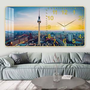 ทิวทัศน์เมืองเบอร์ลินยามพลบค่ำ - นาฬิกาแขวนผนังลายภาพวาดศิลปะพร้อมกรอบพีวีซีสำหรับตกแต่งห้องนั่งเล่น - Product Image 3