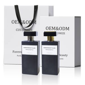 Flacone di Profumo di Lusso Riutilizzabile da 30ml 50ml 100ml, Bottiglia Quadrata in Vetro Pesante Nero Opaco Personalizzabile per Colonia - Product Image 6