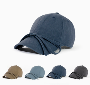 หมวกเบสบอลผ้าฝ้ายวินเทจสำหรับผู้หญิง ดีไซน์พู่ผูกเก๋ไก๋ หมวกทรงลำลองแบบ Dad Hat ปรับขนาดได้ หมวกกันแดดเนื้อนุ่มสำหรับกิจกรรมกลางแจ้ง - Product Image 6