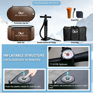 <span class=keywords><strong>Baignoire</strong></span> <span class=keywords><strong>gonflable</strong></span> rigide en DWF pour la cryothérapie, bain de glace à motif bois avec isolation, usine BSCI, OEM, logo personnalisé - Product Image 5