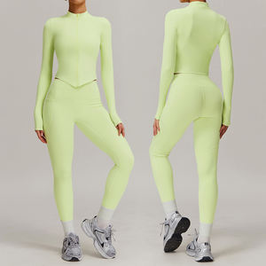 ชุดเซ็ตออกกำลังกาย2ชิ้นทรงสลิมฟิตยืดหยุ่นสูงสำหรับผู้หญิงเสื้อผ้าฤดูใบไม้ร่วง - Product Image 1