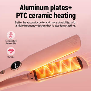 230 °   Lisseur de cheveux professionnel en céramique avec chauffage PTC, fer à lisser avec écran LED, couleur rose - Product Image 4