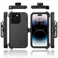 Étui de téléphone hybride antichoc Grade Armor avec clip de ceinture détachable compatible avec iPhone 12 13 14 15 16 16e Pro Max