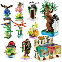 Ensemble de 9 modèles de blocs de construction miniatures d'insectes et de plantes, papillon, coccinelle, libellule, pour enfants, jouet éducatif STEM, cadeau