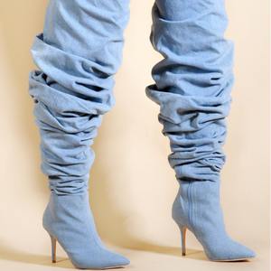 European American style new spring autumn women stiletto knee high <b>boots</b> fashion versatile women club runway party high top <b>boot</b> - Product Image 1