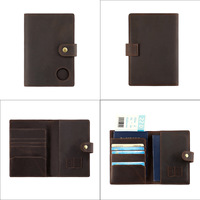 Porte-passeport de voyage vintage en cuir véritable Crazy Horse en peau de vache avec emplacement pour Airtag et fente pour carte SIM