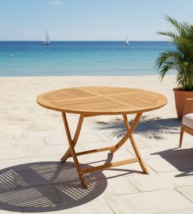 Table à manger ovale extensible moderne, fabriquée en teck de qualité supérieure, durable et pliable pour la terrasse, le jardin, la villa, le restaurant - Product Image 1