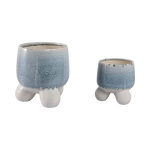Vasi per piante in ceramica smaltata con piedini a sfera per uso interno ed esterno, set di due - Product Image 3