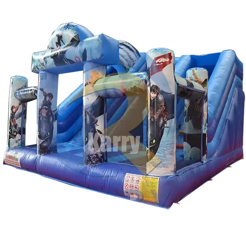 Como Treinar Seu Dragão Slide inflável comercial Bouncr Slide Combo Bouncy Jumping Castle Casa inflável do salto com dois slides