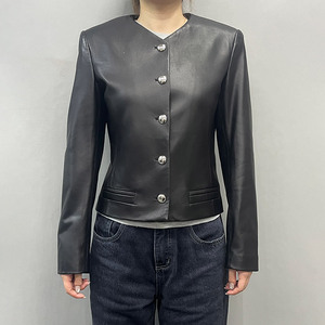Veste en cuir véritable pour femme, <span class=keywords><strong>blazer</strong></span> en cuir de mouton véritable pour l'hiver, le printemps et l'automne - Product Image 1