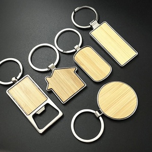 Custom Key Chain Wood Engraving logo Zinc Alloy Blank Metal Wooden Key Chains Bottle Opener Wood