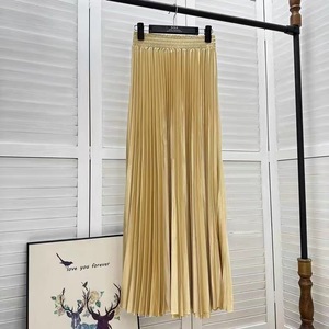 2024 Women Spring New Long Pleated Long <strong>Skirt</strong> <strong>Elastic</strong> High <strong>Waist</strong> Big Swing Solid Color A-line Women's Lady Elegant Half <strong>Skirt</strong> - Product Image 3