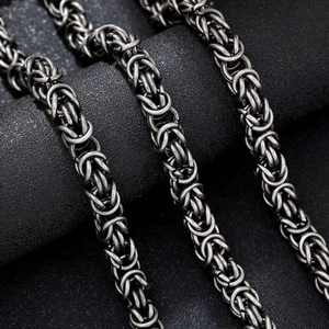 Collar de Cadena Bizantina Negra Vintage de Alta Calidad ZorynJewelry, Acero Inoxidable 316L, Envío Inmediato, Aniversario - Product Image 1
