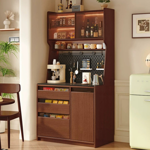 Buffet de café modulaire <span class=keywords><strong>en</strong></span> bois, meuble de rangement autoportant haut avec panneau arrière perforé et étagères réglables - Product Image 1