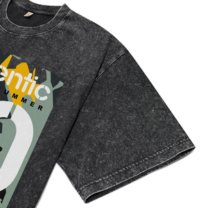 T-shirts pour hommes surdimensionnés en coton respirant de haute qualité, teints à l'acide et imprimés, col rond, vente en gros de vêtements - Product Image 4