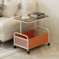 Table d'appoint multifonctionnelle moderne minimaliste en métal et verre pour salon et chambre à coucher