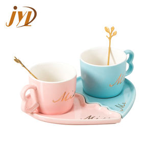 Tasses à <span class=keywords><strong>café</strong></span> en céramique avec cuillère, plats de Couple, en forme de cœur, cadeau romantique - Product Image 6