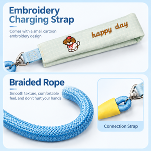Laisse de promenade pour chiot brodée mignonne avec poignée rembourrée en tissu écossais et corde d'escalade tressée anti-évasion pour animaux de compagnie - Product Image 5