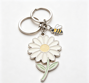 Enamel <b>Bee</b> Flower Keychain Metal Key Ring Alloy Bag Charm Pendant <b>Gift</b> Accessory - Product Image 2