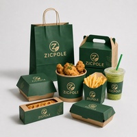 Ensemble d'emballages alimentaires personnalisés écologiques, directement de l'usine, pour la vente en gros aux restaurants, emballages pour hamburgers, frites et boissons