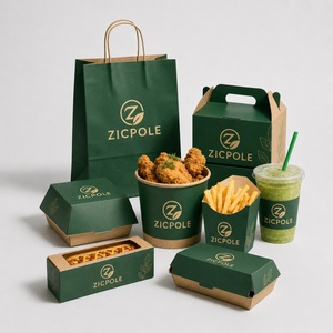 Juego de Empaques de Alimentos Ecológicos Personalizados Directo de Fábrica para Restaurantes, Empaques para Hamburguesas, Papas Fritas y Bebidas al por Mayor - Product Image 1
