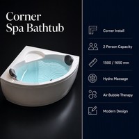 Baignoire d'angle en acrylique blanche avec massage par remous, spa pour 2 personnes, prix direct usine