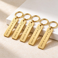 Porte-clés en acier inoxydable personnalisé en gros, avec inscription inspirante, impression mate, vierge pour gravure au laser