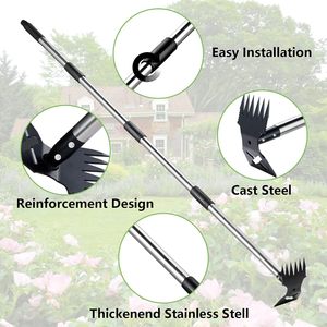Herramienta extractora de malas hierbas con mango largo 60 "Herramienta manual para quitar malas hierbas <span class=keywords><strong>2</strong></span> en 1 Rastrillo manual de malas hierbas y azada de jardín para jardinería - Product Image 5
