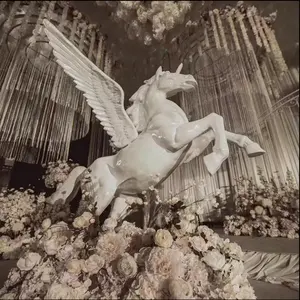 Neue Hochzeit Geburtstag Requisiten Glasfaser Pegasus Statue Einhorn Pop Art Skulptur große Outdoor-Landschaft Dekoration