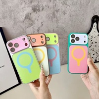 Coque de téléphone magnétique en acrylique multicolore pour iPhone 18 Pro, motif color block mat, antichoc, protection intégrale, compatible charge sans fil