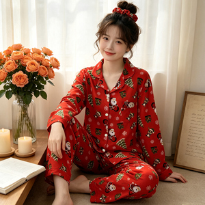 批发新款秋季系列女式圣诞睡衣和家居服长袖长裤套装 - Product Image 5