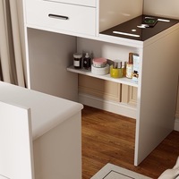 Table de maquillage moderne avec plateau rabattable, table de chevet, table de maquillage gain de place, mini commode multifonctionnelle pour chambre à coucher avec tiroirs de rangement