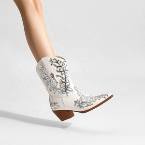 <span class=keywords><strong>Bottes</strong></span> Western Brodé pour Femme, Style Cowgirl, Bout Pointu, Mi-Mollet, Fil Métallique, Confort Hiver, Personnalisable OEM/ODM, Talon 7cm - Product Image 3