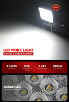 Lampe de Travail LED 48W 3.5 "4320LM Projecteur de Travail LED Lumineux 12V/24V IP68 Imperméable Lumière de Travail pour Camion Tracteur Remorque