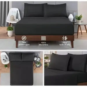 Ensemble de draps en microfibre, taille king, 2000 fils, anti-boulochage, pour toutes les saisons, usage domestique - Product Image 3