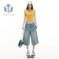 Vente en gros d'usine : Shorts en jean pour femmes, nouveau style, imprimé bambou, sur mesure