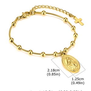 Pulsera de Cadena con Cuentas de la Virgen María en Acero Inoxidable Chapado en Oro Vintage para Mujer, Amuletos Religiosos de Moda para Uso Diario - Product Image 6
