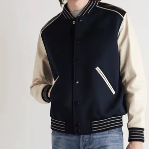 Veste universitaire personnalisée de haute qualité en laine et cuir tanné pour l'hiver, col montant, pour hommes, baseball, école, collège, université - Product Image 1