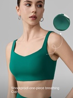 Soutien-gorge de sport pour femme à maintien élevé, bretelles doubles croisées, bonnets fixes, col diamant, 100 % nylon respirant, dos en U